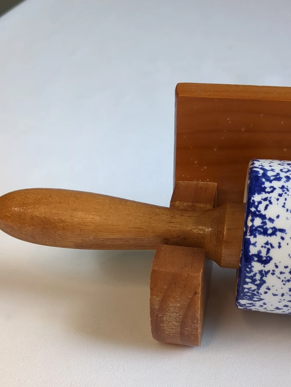 Rolling Pin With Wooden Handles And Wooden  Holder Display Hanger